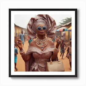 Woman in an African dress and Gele Art Print