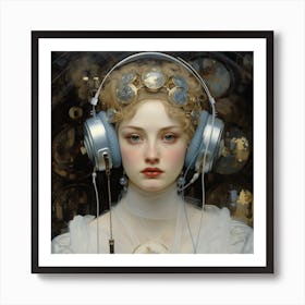 'The Girl With Headphones' Art Print