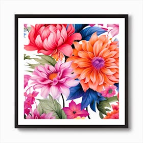 Marion7114 Large Vibrant Flowers White Background Repeating Pat 4437df5b 64da 4b1c 8d7c 1136e4838cd4 Art Print