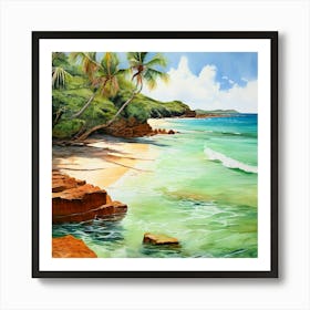 Watercolor St Croix Us Virgin Islands Tropical Beach Art Print