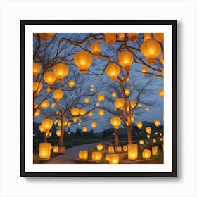 Love Wish Lanterns Art Print