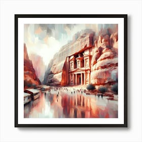 Creative Brush Painting Petra In Jordan 1 Art Print