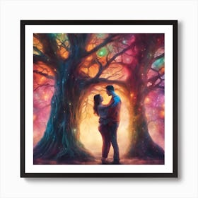 Couple In The Forest Art Print