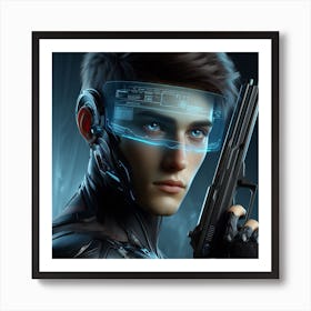 Young Man Holding A Gun 1 Art Print