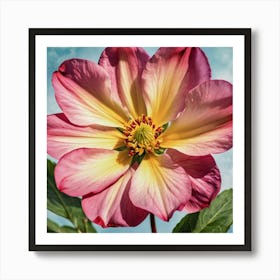 Pink And Yellow Dahlia Art Print