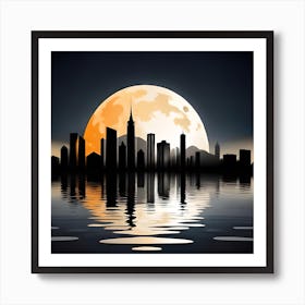 a city infront  of moons beauty Art Print