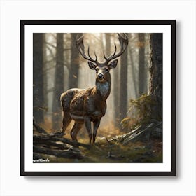 Deer In The Woods 43 Art Print