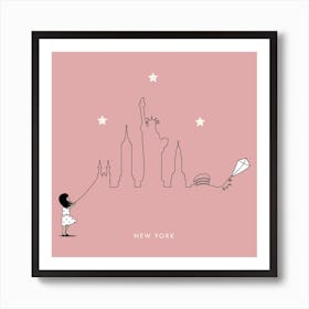 New York Kite Skyline Art Print