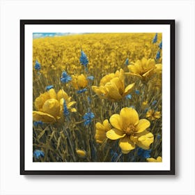 Field Of Yellow Flowers 46 Art Print