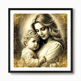 Mother And Child Happy Mother's Day 22 Art Print