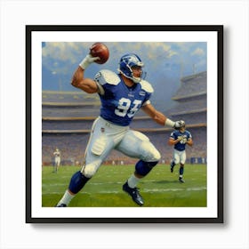 The Shielded Warrior Football Player in Action Art Print