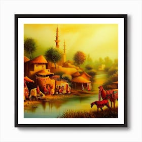 Village By The River 1 Art Print