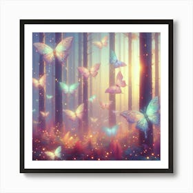 Fairy Forest With Butterflies Art Print