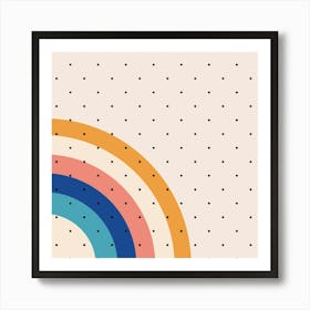 Abstract Geometric Bauhaus Polka Dots Retro Memphis Rainbow Art Print