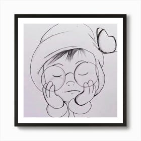 Drawing Of A Little Boy Art Print