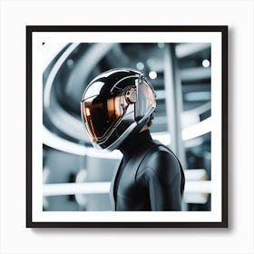 Futuristic Man In Helmet Art Print