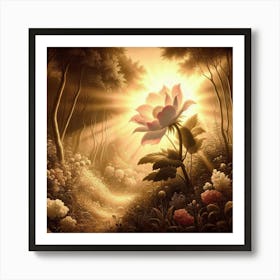 Lotus Flower In The Forest Art Print