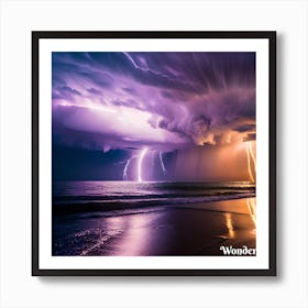 Lightning Over The Ocean Art Print