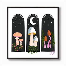 Mushroom Set Archway Art Print