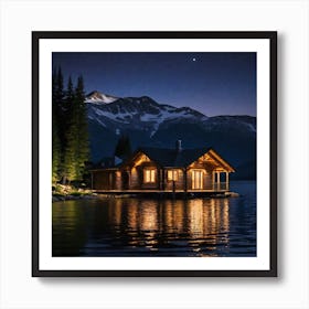 Cabin On The Lake Art Print