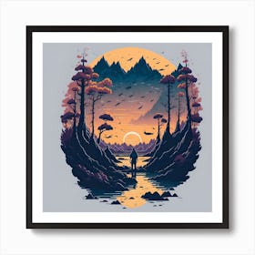 Sunset At The Lake Art Print