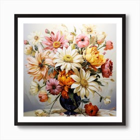 Floral Fusion Vibrant Harmony In A Modern Vase Art Print