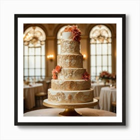 Gold Wedding Cake 2 Art Print