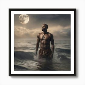 Full Moon In The Ocean Art Print