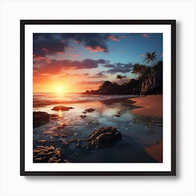 Sunset On The Beach Art Print