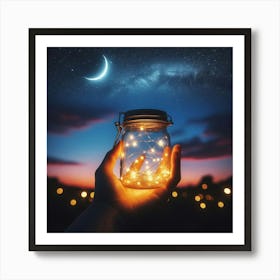 Fairy Lights In A Jar Art Print