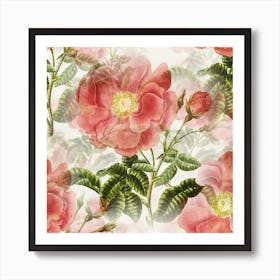 Flowers Vintage Background Retro Floral Stem Art Print