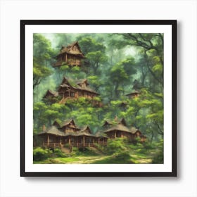 Fairy Houses In The Forest Art Print