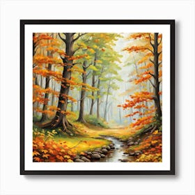 Forest In Autumn In Minimalist Style Square Composition 116 Art Print