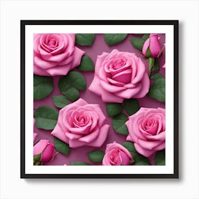 Pink Roses Seamless Pattern 3 Art Print