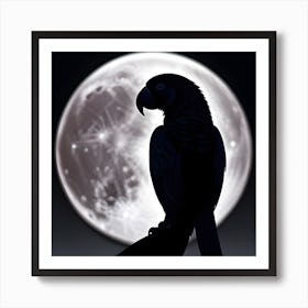 Lunar Parrot Silhouette Art Print