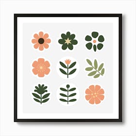 Flowers On A Black Background 1 Art Print