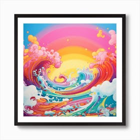 Retro Ocean Waves Art Print