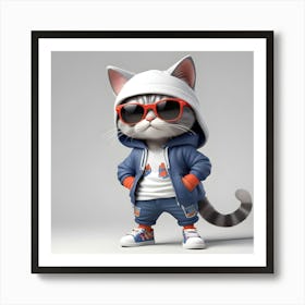 Hip Hop Cat Art Print