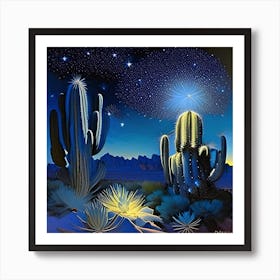 Cactus At Night Art Print