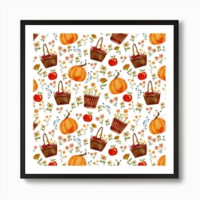 Autumn pumpkin harvest watercolor illustration Art Print