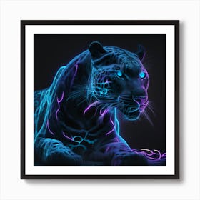 Neon Jaguar Art Print