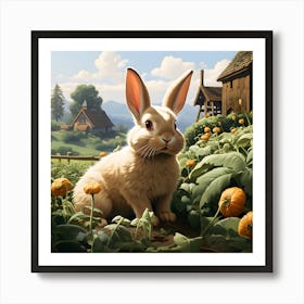 Rabbit Among The Amber Flowers Art Print