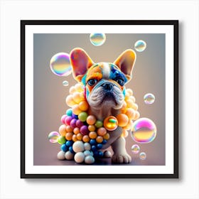 Dog With Bubbles Art Print