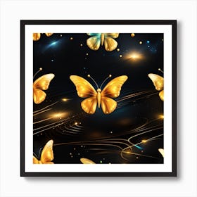 Golden Butterflies 12 Art Print