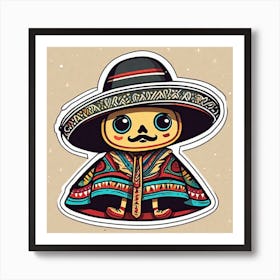 Mexican Sombrero And Pancho Sticker 2d Cute Fantasy Dreamy Vector Illustration 2d Flat Center (67) Art Print