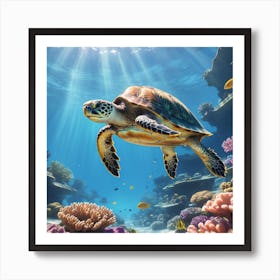 Sea Turtle In The Ocean Art Print