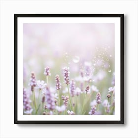 Lavender Flowers With Water Droplets Art Print