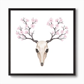 Blooming Deer Skull Art Print