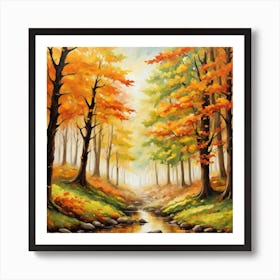 Forest In Autumn In Minimalist Style Square Composition 306 Art Print