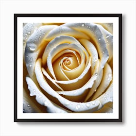 White Rose With Water Droplets 4 Art Print